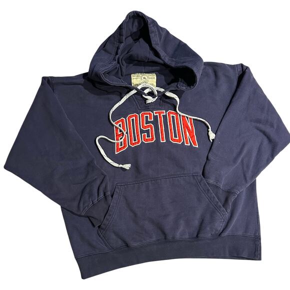 Bay State Gear Boston Hooded Sweatshirt Blue & Red Cotton Blend Mens Size Large - Picture 1 of 7